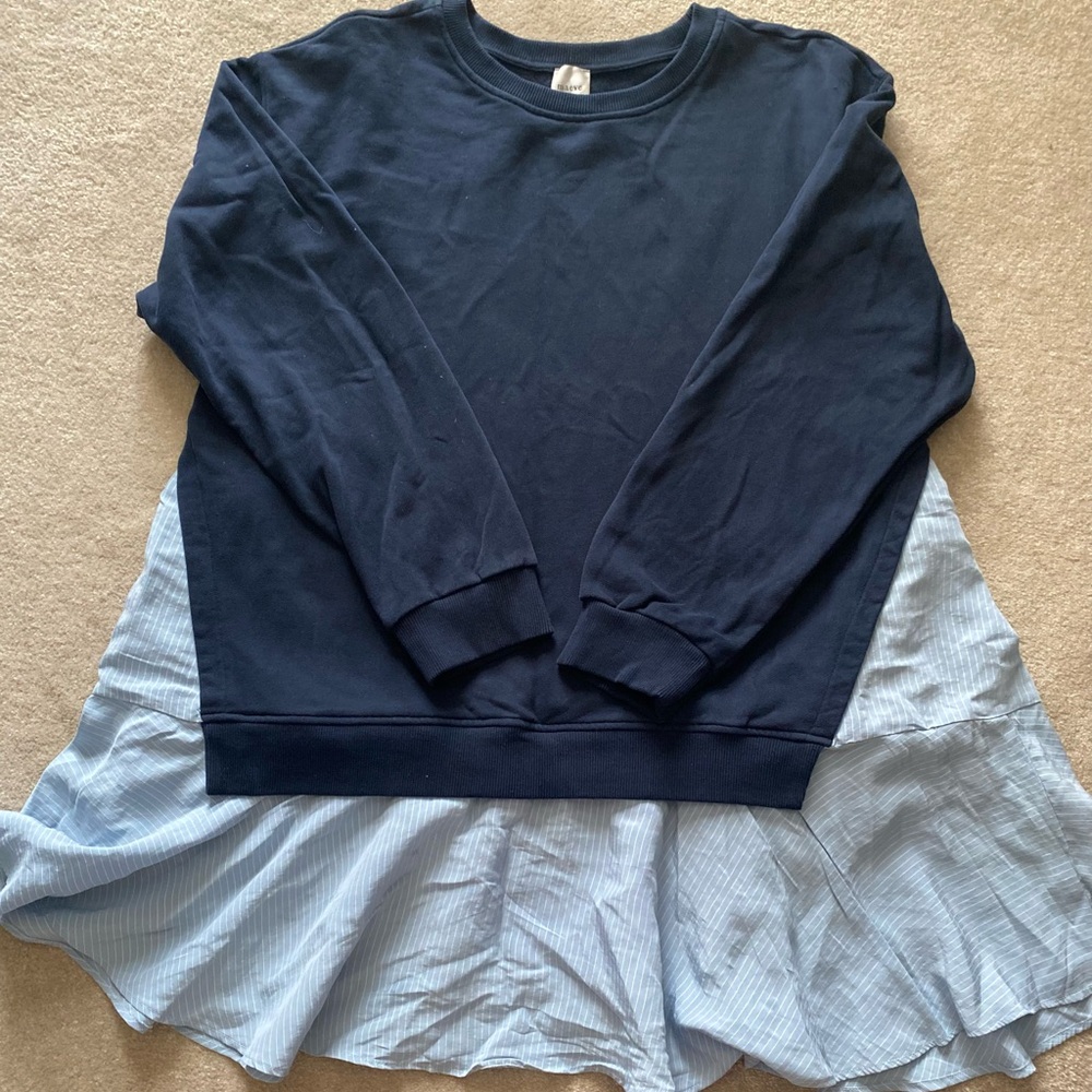 Maeve Navy and Light Blue Layered Dress